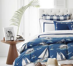 Sailboat Reversible Percale Comforter &amp; Shams