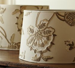 Crewel Embroidered Tapered Drum Lamp Shade (14"-17')