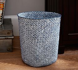 Indigo Flatweave Waste Basket