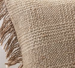 Linen Plaid Fringe Pillow Cover
