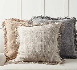 Linen Plaid Fringe Pillow Cover