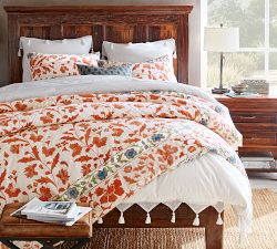 Ramona Printed Embroidered Percale Duvet Cover &amp; Shams