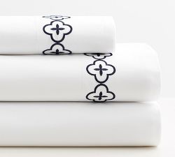 Trellis Embroidered Organic Percale Sheet Set