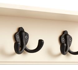 Wade Entryway Shelf with Row of Hooks - Almond White