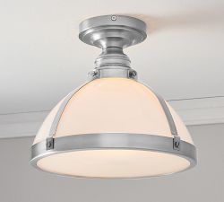 Custom Industrial Milk Glass Flush Mount (12")