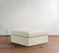 PB Comfort Modern Roll Arm Slipcovered Sectional Ottoman