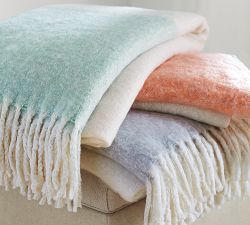 Faux Mohair Colorblock Throw