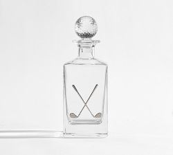 Figural Golf Decanter &amp; Double Old Fashioned Glasses