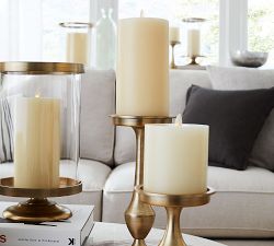 Chester Brushed Brass Hurricane Candle Holder
