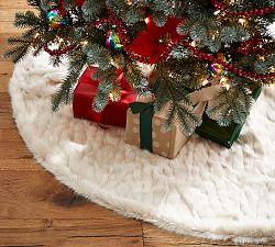 Faux Fur Tree Skirt - Greige Mini Ruched