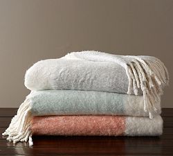 Faux Mohair Colorblock Throw