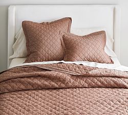 Open Box: Belgian Flax Linen Diamond Quilt, Twin/Twin XL - Brick