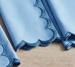Scallop Border Cotton/Linen Napkins - Thumbnail 5