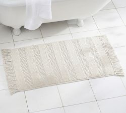 Striped Tassel Organic Bath Mat
