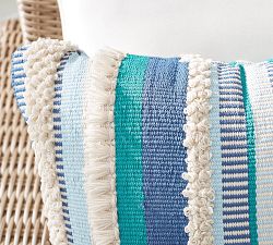 Misty Eco-Friendly Handwoven Striped Outdoor Pillow