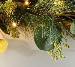 Open Box: Lit Faux Eucalyptus and Pine Wreath &amp; Garland