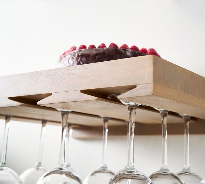 Brighton Entertaining Wine Glass Shelf, 4 Rows, Bright White | Pottery Barn
