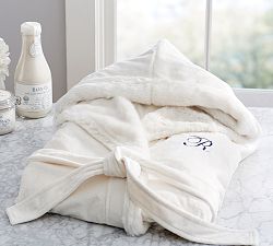 Faux Fur Hooded Bath Robe - Ivory Alpaca
