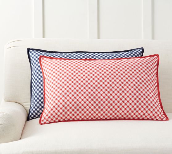 Gingham Print Lumbar Pillow Cover
