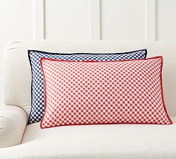 Gingham Print Lumbar Pillow Cover