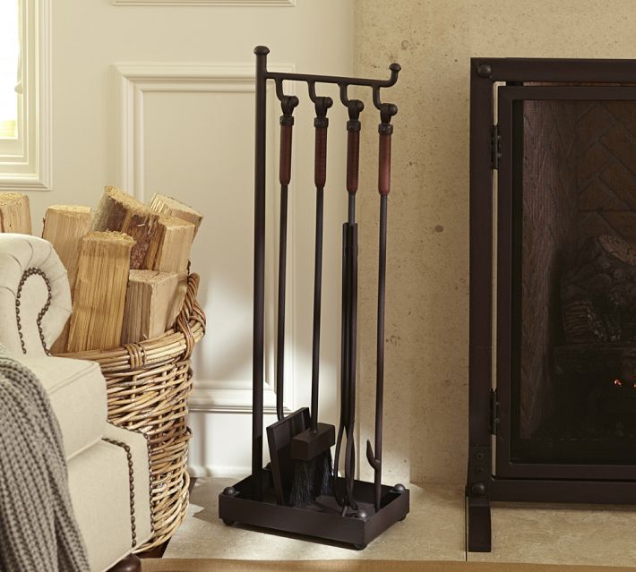 Industrial 5-Piece Fireplace Tool Set | Pottery Barn