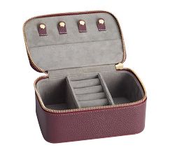Personalized Reese Leather Travel Jewelry Collection - Merlot