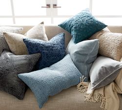 Drew Embroidered Pillow Cover - Indigo