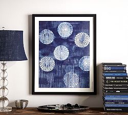 Abstract Indigo Circles Framed Print