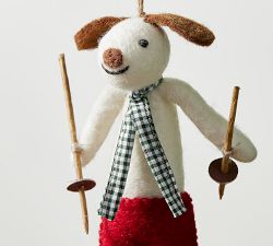 Felt Dog on Skis Ornament