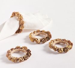 Gold Pinecone Napkin Rings - Set of 4