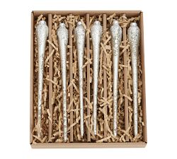 Mercury Glass Icicle Ornament Set of 6