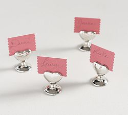 Silver Hearts Place Card Holder, Set of 4