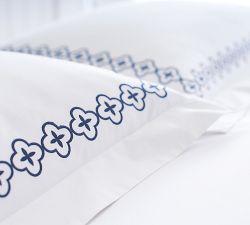 Trellis Embroidered Organic Percale Duvet Cover