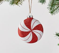 Glitter Glass Peppermint Ornament