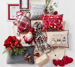 Monogram Velvet Contrast Pillow Cover