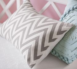 Chevron Crewel Embroidered Lumbar Pillow Cover