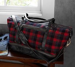 Saddle Leather Weekender - Buffalo Check
