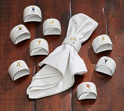 Santa's Reindeer Napkin Rings, Mixed Set of 9