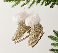 Sparkly Gold Skates Ornament