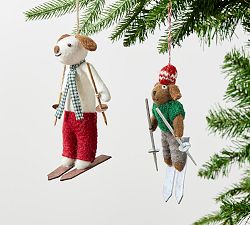 Felt Dog on Skis Ornament