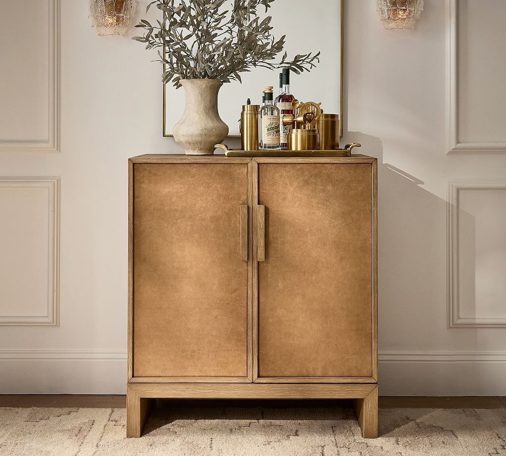 Modern Heirloom Leather Bar Cabinet (36") by Pottery Barn
