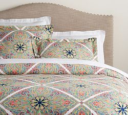 Penelope Medallion Organic Percale Duvet Cover