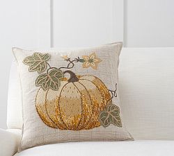 Plaid Pumpkin Applique Pillow Cover