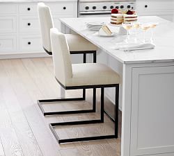 Classic Metal Cantilever Upholstered Stool