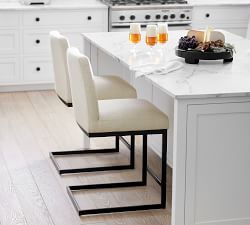 Classic Metal Cantilever Upholstered Stool