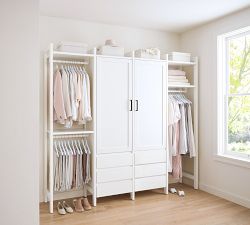 Essential Walk-In Closet by Hold Everything, 8' Hanging System with Double Cabinet &amp; Drawers​