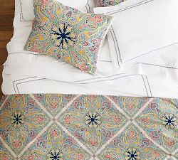 Penelope Medallion Organic Percale Duvet Cover