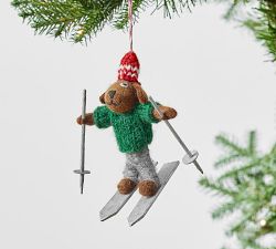 Felt Dog on Skis Ornament