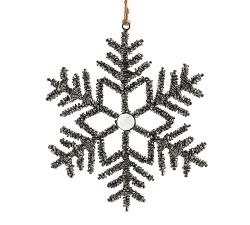 Silver Beaded Snowflake Ornament