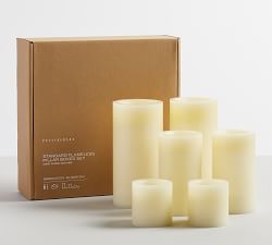 Standard Flameless Ivory Pillar Candles - Set Of 6
